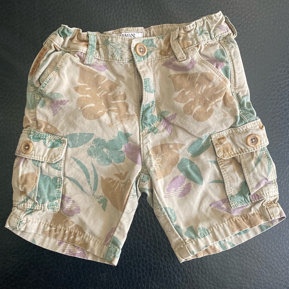 Armani Baby Leaf Print Cargo Shorts, 18m